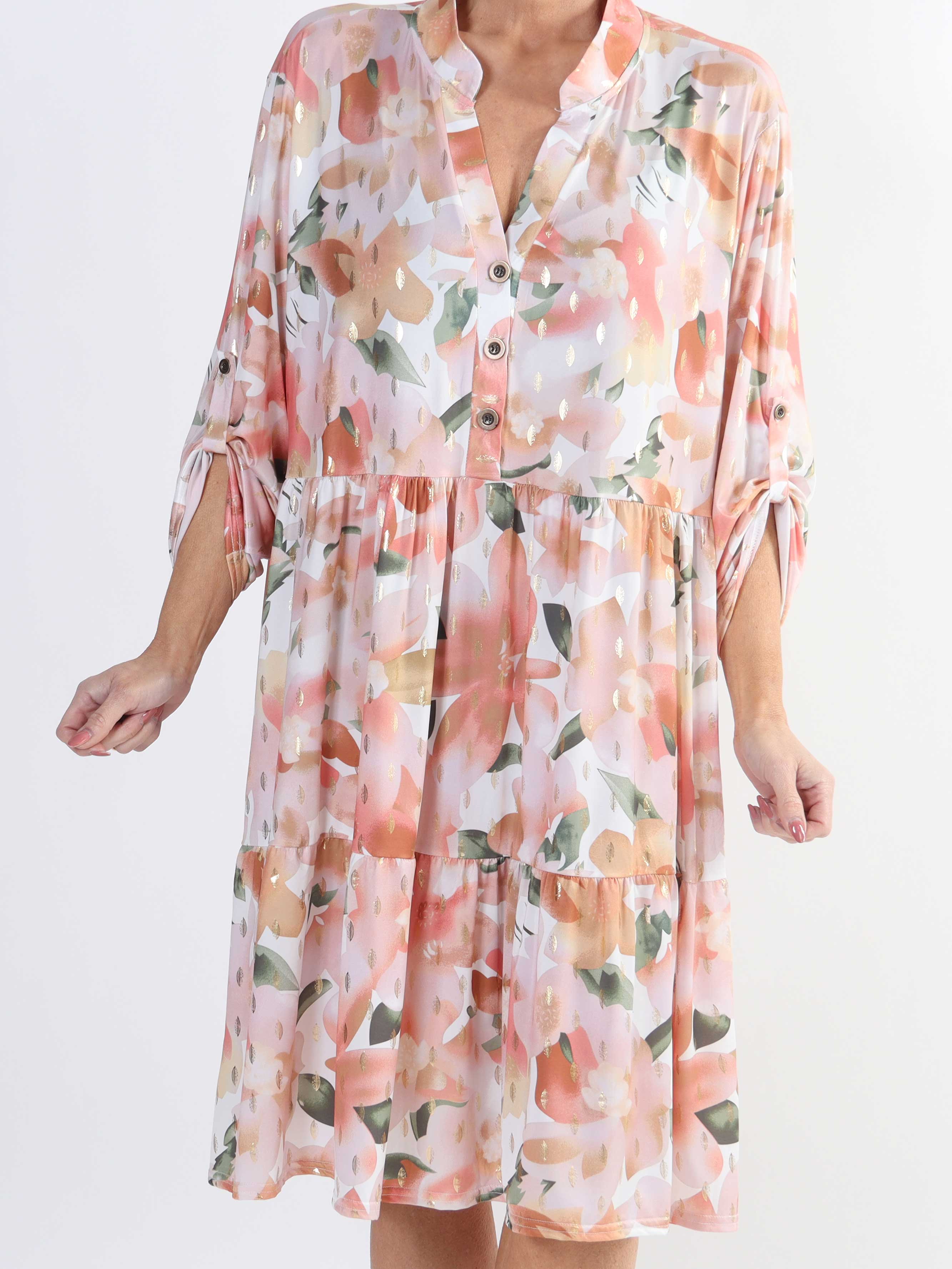 Milano Flower Midi - Plus size-klänning med blommigt tryck och lager-på-lager-look